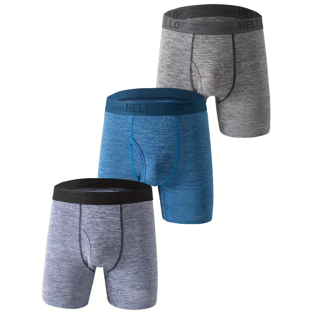 3pcs Men's Breathable Stretch Boxer Briefs For Comfortable Sports Underwear