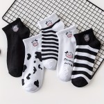 5 Pairs Cute Cow Print Ankle Socks For Women - Comfortable And Breathable Hosiery