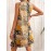 Patchwork Print Crew Neck Dress, Vacation Style Sleeveless Dress For Spring & Summer, Women's Clothing