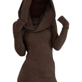 Solid Hooded Dress, Casual Long Sleeve Versatile Dress, Women's Clothing