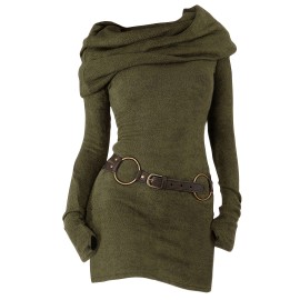 Solid Hooded Dress, Y2K Solid Long Sleeve Dress For Spring & Fall, Women's Clothing