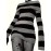 Striped Print Foldover Dress, Casual Long Sleeve Bodycon Dress, Women's Clothing