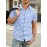Men's Casual Button-up Shirt Short Sleeve Cotton Plaid Shirt Casual Small Plaid Shirt Regular Fit