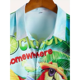 Beach Style Parrot 3D Graphic Print Men's Short Sleeve Shirt - Summer Fashion and Creative Gift