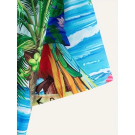 Beach Style Parrot 3D Graphic Print Men's Short Sleeve Shirt - Summer Fashion and Creative Gift