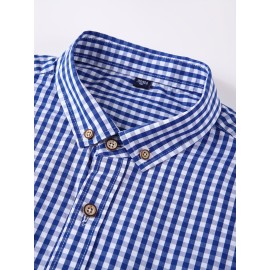 Men's Stylish Checkered Pattern Long Sleeve Shirt - Casual and Breathable for City Walks and Outdoor Activities