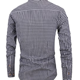 Men's Stylish Checkered Pattern Long Sleeve Shirt - Casual and Breathable for City Walks and Outdoor Activities