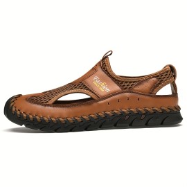 Men's Casual Stitch Breathable Mesh Hollow Out Sandals, Outdoor Rubber Sole Non-slip Soft Sole Multi-functional Sandals