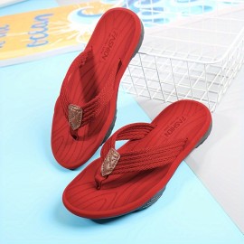 Men's Trendy Thong Sandals, Casual Non Slip Flip-flops Shoes Toe Post Sandals For Indoor Outdoor Walking, Beach Shoes For Spring And Summer