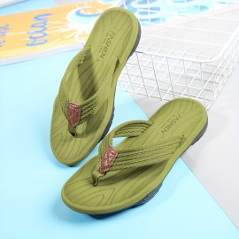 Men's Trendy Thong Sandals, Casual Non Slip Flip-flops Shoes Toe Post Sandals For Indoor Outdoor Walking, Beach Shoes For Spring And Summer