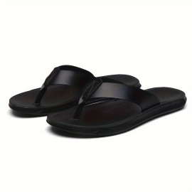 Men's Synthetic Thong Sandals, Casual Non Slip Flip-flops Shoes Toe Post Sandals For Indoor Outdoor Beach, Spring And Summer