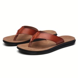 Men's Synthetic Thong Sandals, Casual Non Slip Flip-flops Shoes Toe Post Sandals For Indoor Outdoor Beach, Spring And Summer