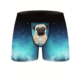 Men's Puppy Starry Sky Pattern High Stretch Comfortable Boxer Briefs Underwear