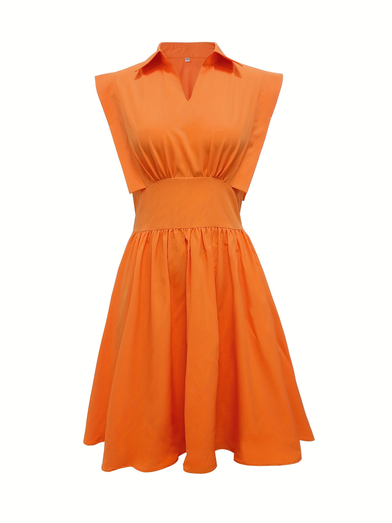 slim waist ruffle dress cute solid sleeveless dress with a collar womens clothing details 2