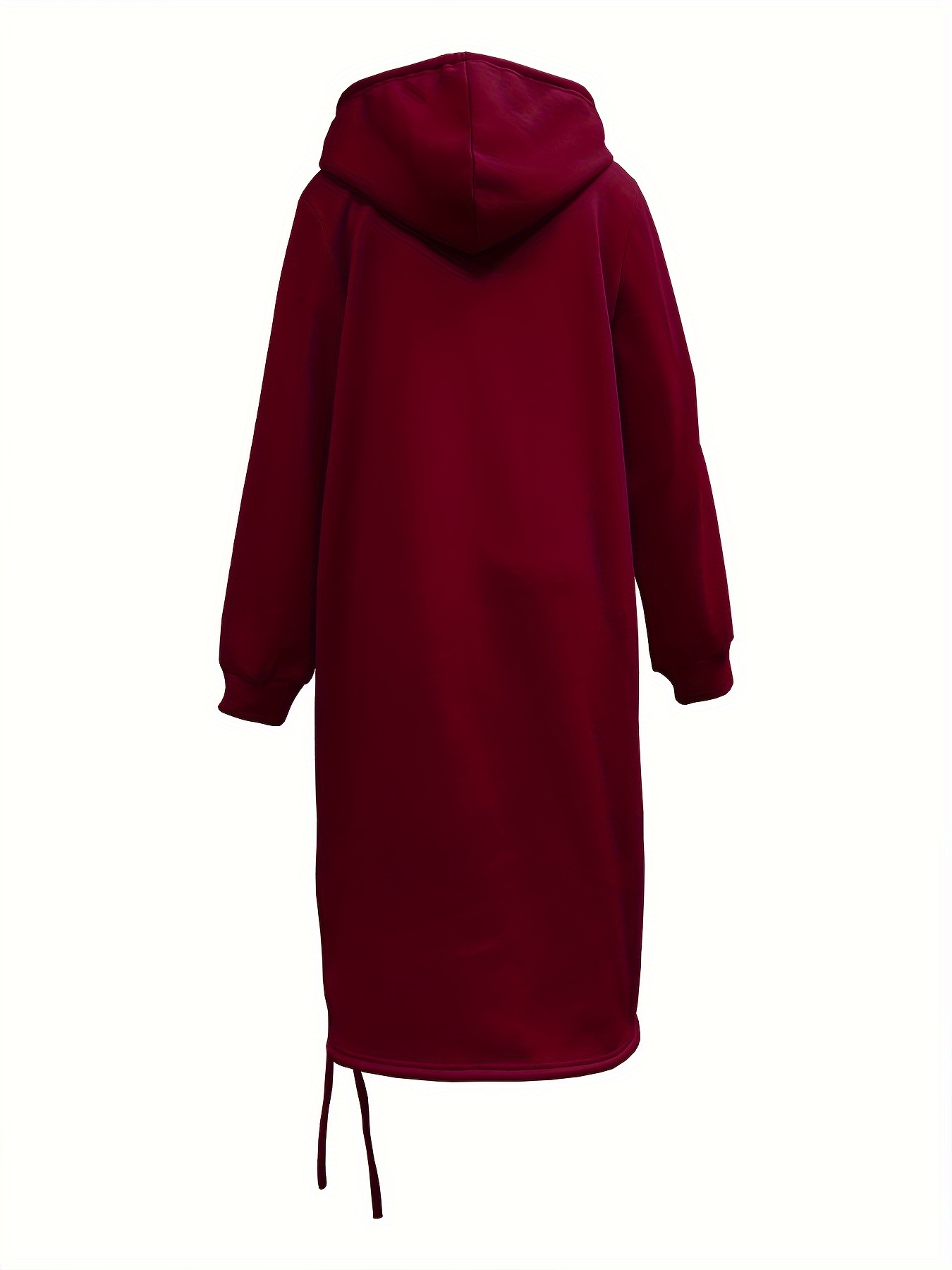 drawstring split hooded dress casual solid long sleeve midi dress womens clothing details 21