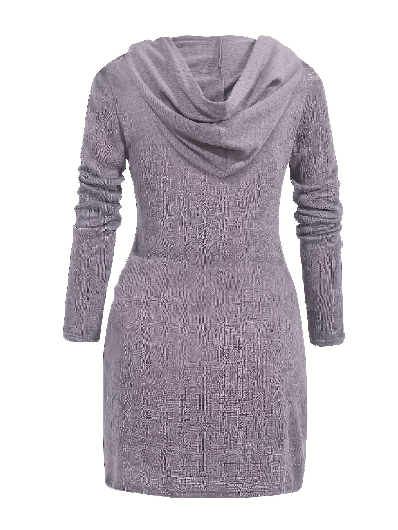 solid hooded dress casual long sleeve versatile dress womens clothing details 16