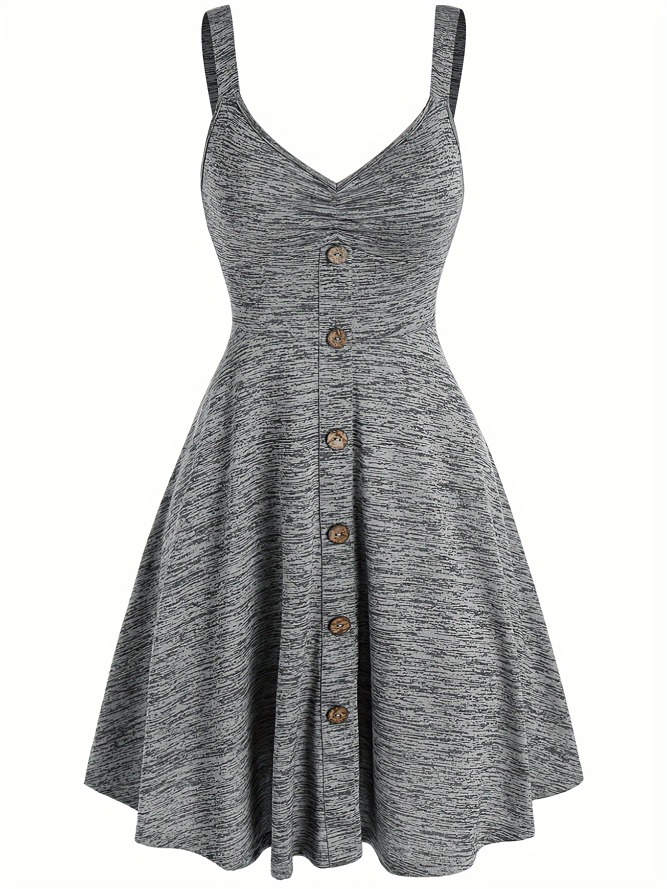 button decor cami dress casual v neck sleeveless dress womens clothing details 0