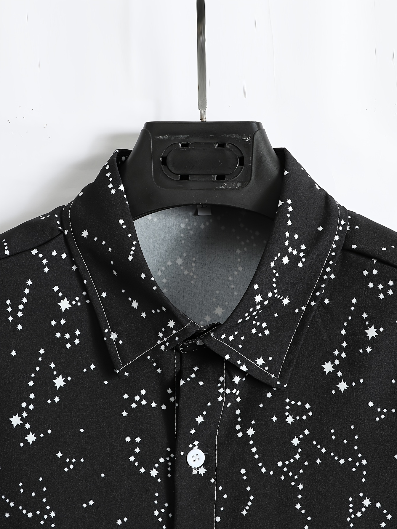 constellation style pattern mens casual short sleeve button up shirt summer holiday details 5