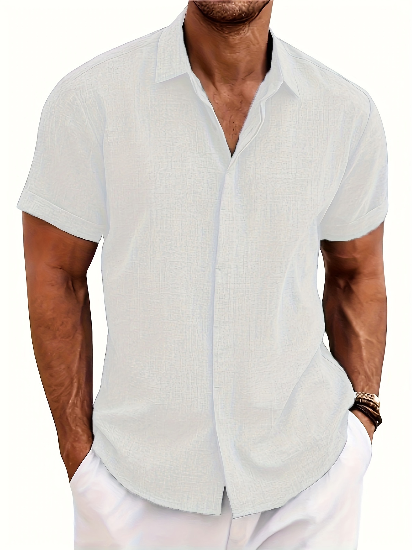 solid mens short sleeve button down shirt summer mens clothing leisurewear details 40