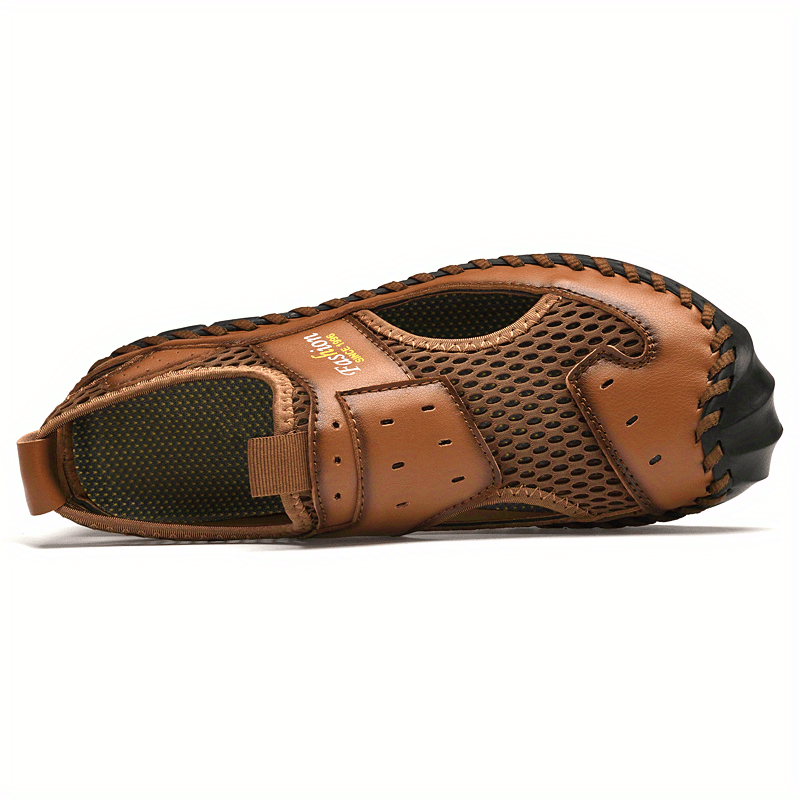 mens casual stitch breathable mesh hollow out sandals outdoor rubber sole non slip soft sole multi functional sandals details 16