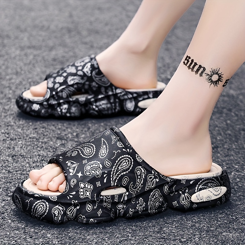 mens teardrop motif print pillow slides cloud slides casual non slip slippers open toe shoes for indoor outdoor beach shower spring and summer details 10