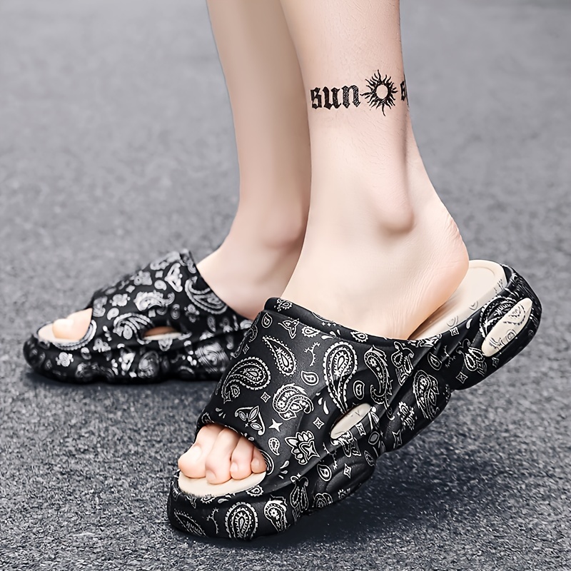 mens teardrop motif print pillow slides cloud slides casual non slip slippers open toe shoes for indoor outdoor beach shower spring and summer details 11