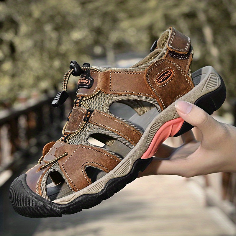 sandals, mens sandals durable non slip outdoor hiking trekking sandals comfy beach shoes spring and summer details 1